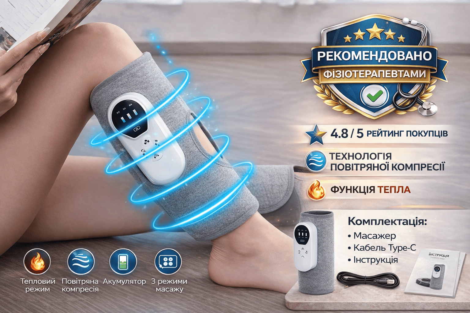 Компресійний масажер для литкових м'язів