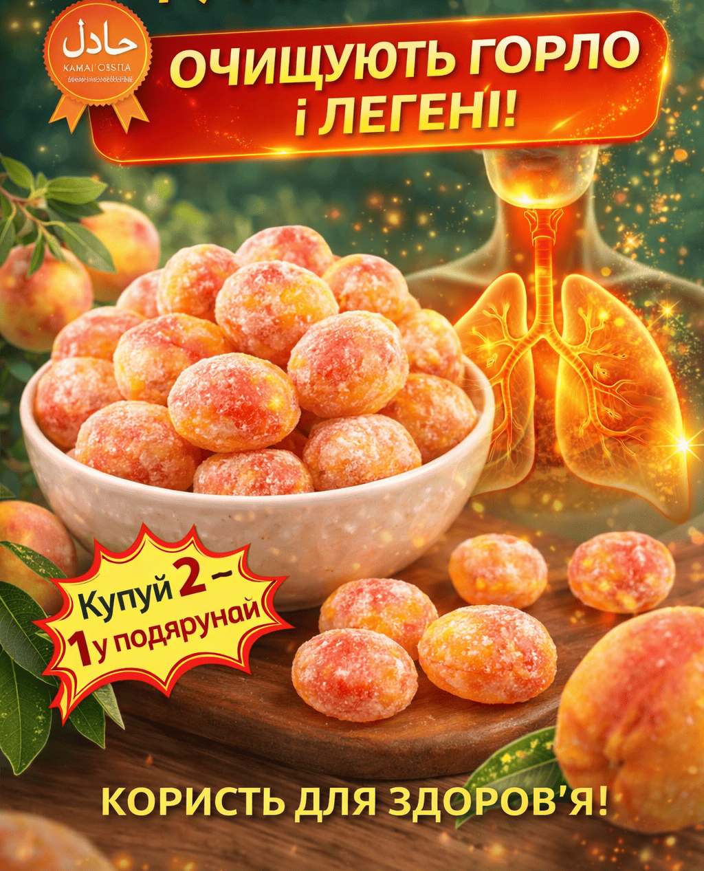 Китайські лимонні персики для горла та легень